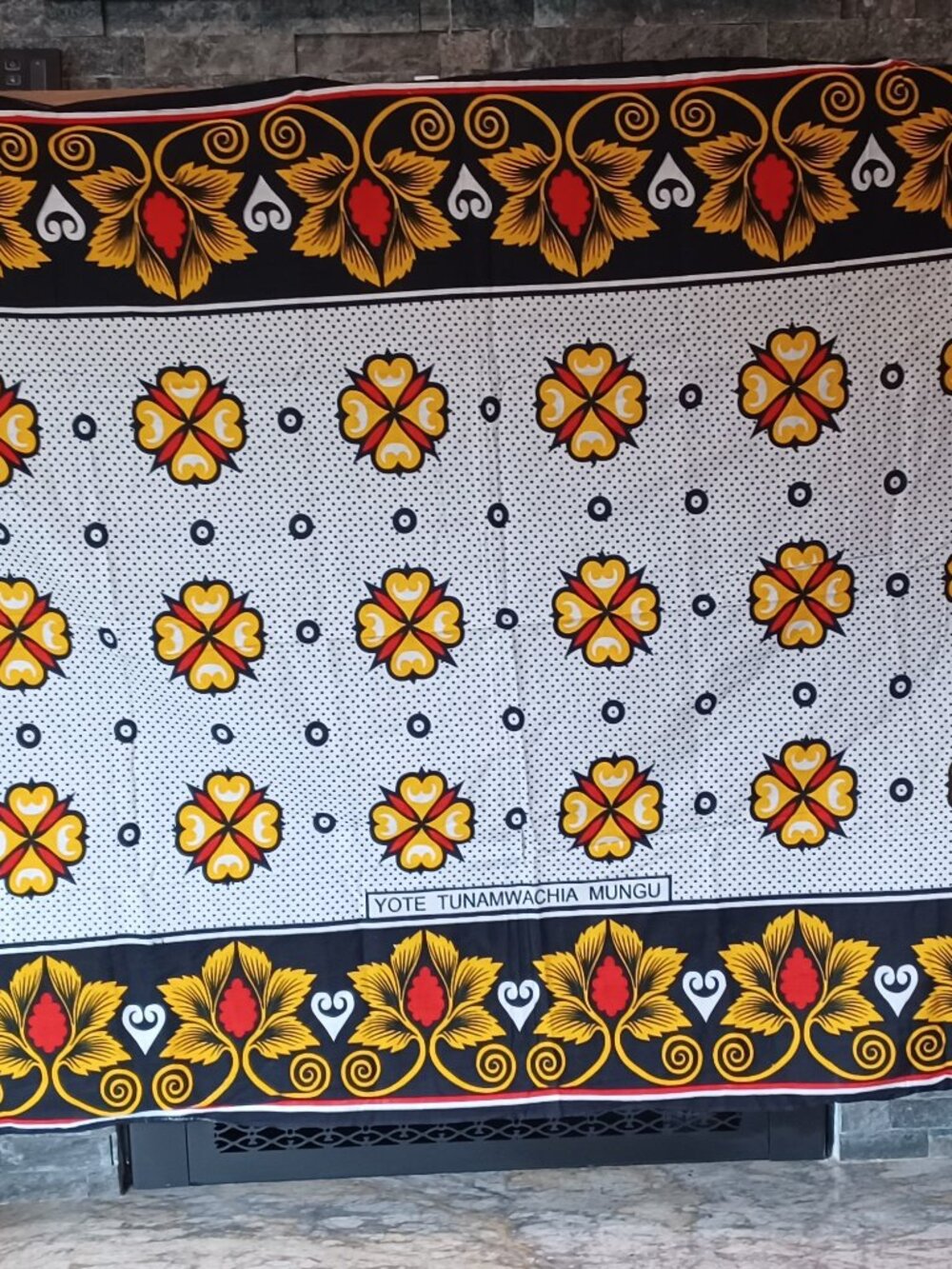 African Textiles Tanzania Khanga Cotton Fabric Panel 62" x 40"